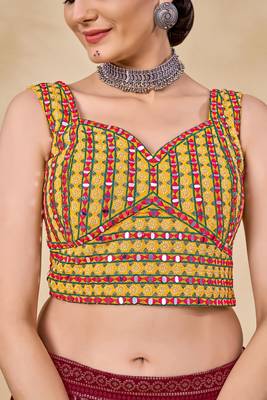 Fusionic maroon embroidered georgette readymade-lehenga-cholis with blouse 4
