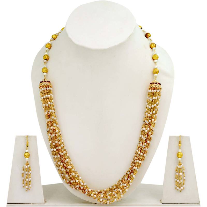 Gold Balls With Pearl Lines Puwai Necklace Set
