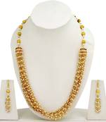 Gold Balls With Pearl Lines Puwai Necklace Set