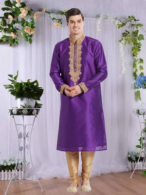 Indian Poshakh Gold Art Silk Silk Blend Kurta Pajama 5