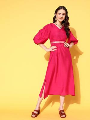  pink solid a-line dress 1