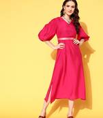  pink solid a-line dress