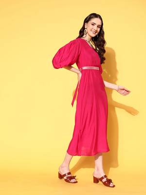  pink solid a-line dress 2