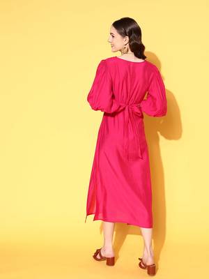  pink solid a-line dress 3
