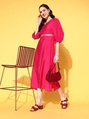  pink solid a-line dress 5
