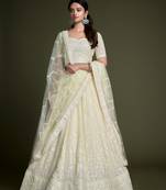 EILARA TRADITIONAL YELLOW GEORGETTE EMBROIDERY WORK LEHENGA CHOLI WITH BLOUSE DUPATTA SET 