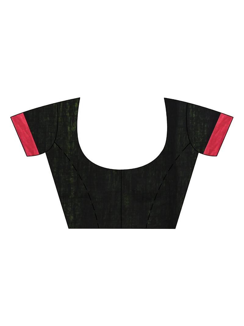 Black cotton tai dai with solid broder in multi colour pallu hondwaven saree