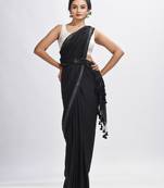Black cotton with Jacquard Zari border and zari Stipe pallu handloom Saree