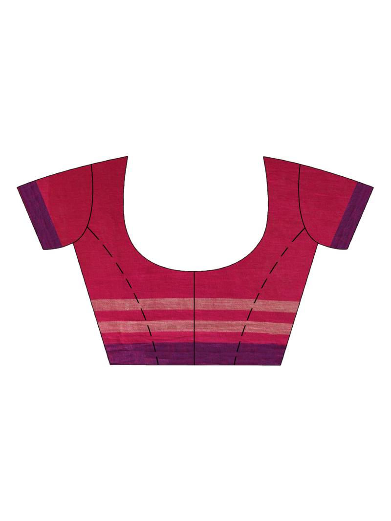 Pink with multi colour pallu handwoven line saree