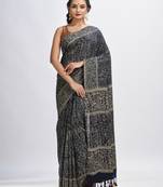 Nevy blue cotton dolls Printed Saree