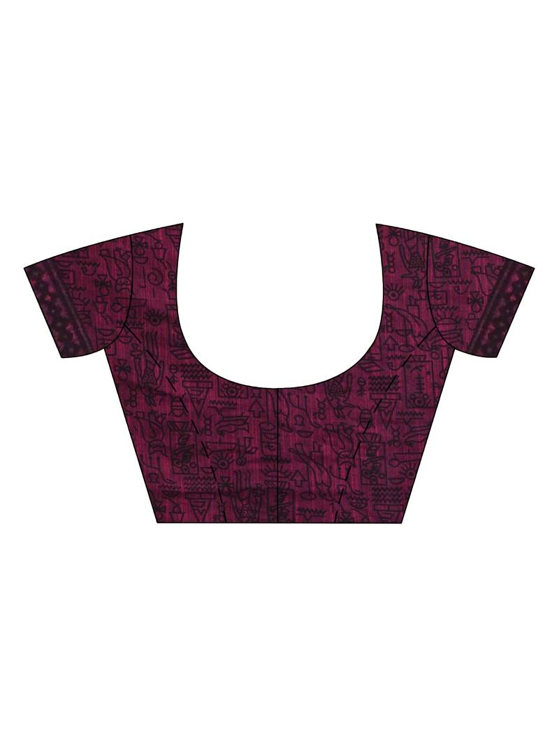 Magenta cotton dolls Printed Saree