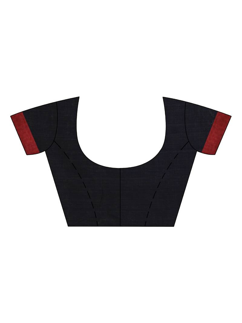 Black cotton with red border handwoven jamdani saree