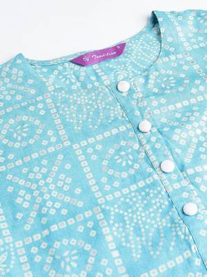 V TRADITION Women Turquoise Blue Bandhani Printed Kurta with Trousers  Dupatta 2