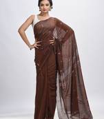 Dark Coffee Body Buti Handloom Molmol Cotton Jamdani Saree Without Blouse