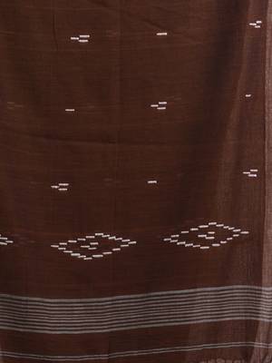 Dark Coffee Body Buti Handloom Molmol Cotton Jamdani Saree Without Blouse 5
