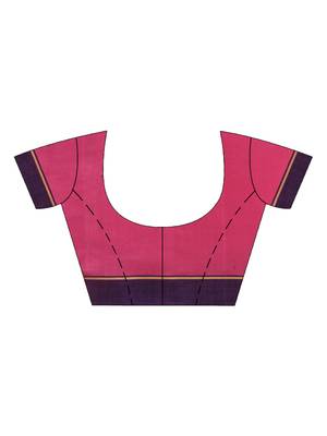 Hot pink cotton handwoven jamdani saree 5
