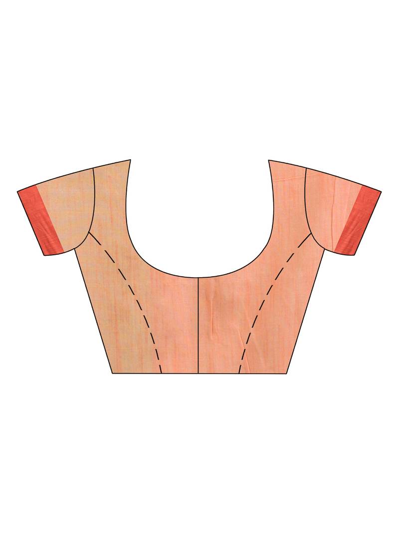 Light green cotton with solid body in tawny peach pallu handloom saree