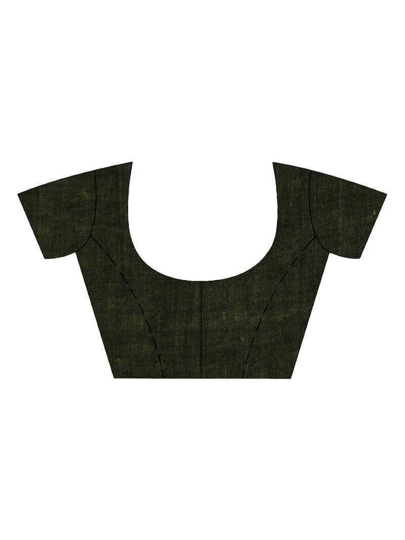 Gorillaz green linen harmonium design handloom saree