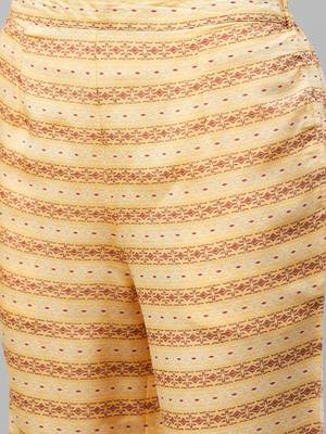 V TRADITION Women Yellow  Red Floral Print Kurta with Trousers 3