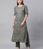 V TRADITION Women Green Printed Kurta with Palazzos