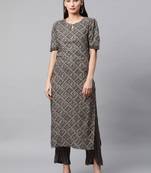 V TRADITION Women Black Printed Kurta with Palazzos
