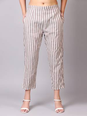 V TRADITION Women Grey Striped Kurta with Palazzos 6