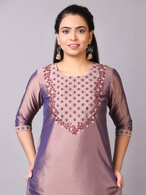 V TRADITION Women Brown Yoke Design Kurta with Trousers  With Dupatta 2