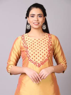 V TRADITION Women Yellow Ethnic Motifs Yoke Design Kurta with Trousers  With Dupatta 2