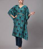 V TRADITION Women Blue Printed Kurta Set
