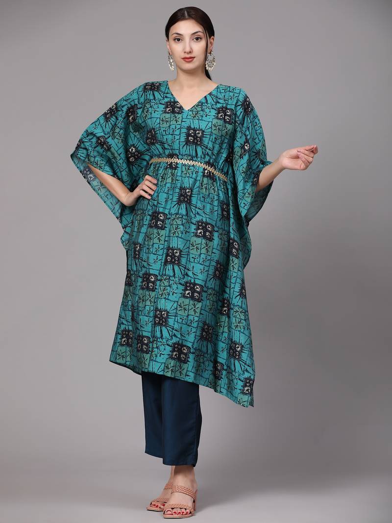 V TRADITION Women Blue Printed Kurta Set
