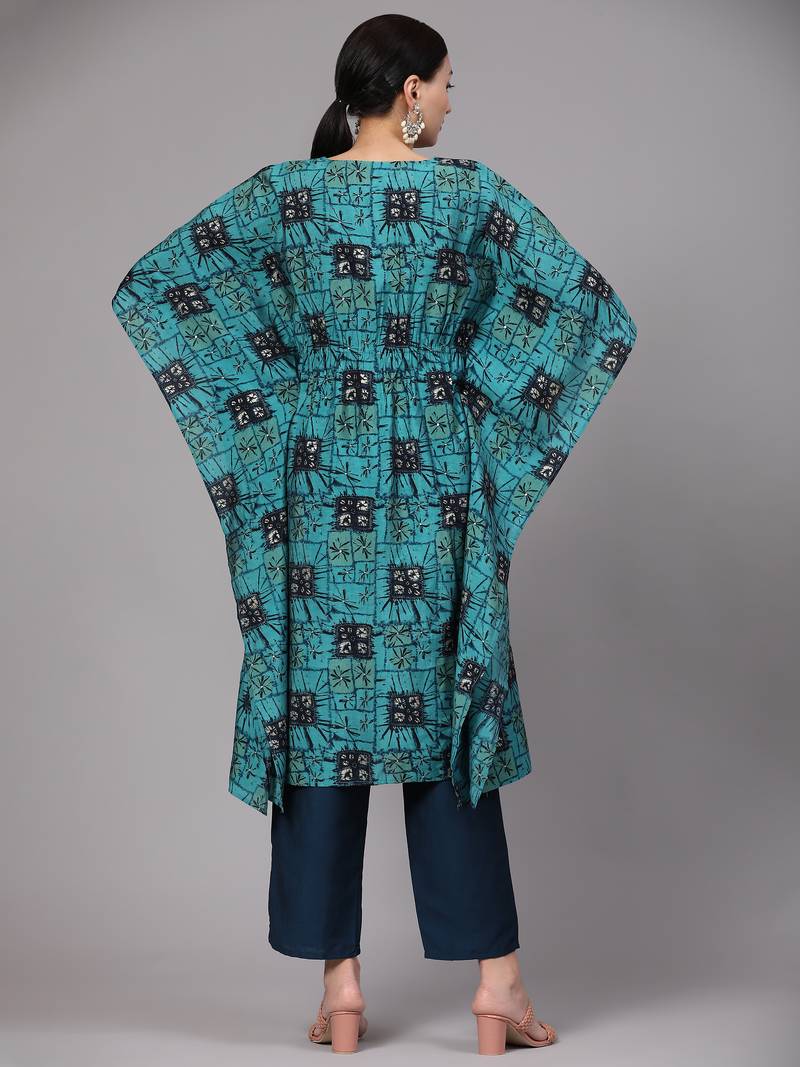 V TRADITION Women Blue Printed Kurta Set