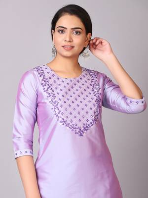 V TRADITION Women Purple Yoke Design Kurta  Trouser With Dupatta 2