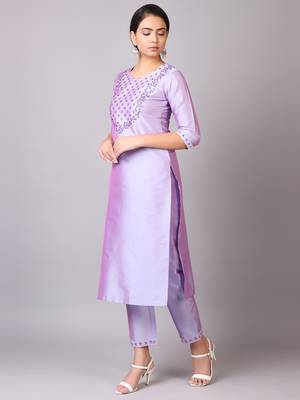 V TRADITION Women Purple Yoke Design Kurta  Trouser With Dupatta 4