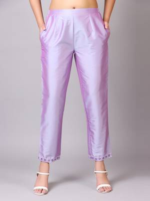 V TRADITION Women Purple Yoke Design Kurta  Trouser With Dupatta 6