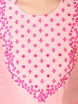 V TRADITION Women Pink Mirror Work Kurta With Trousers  With Dupatta 2