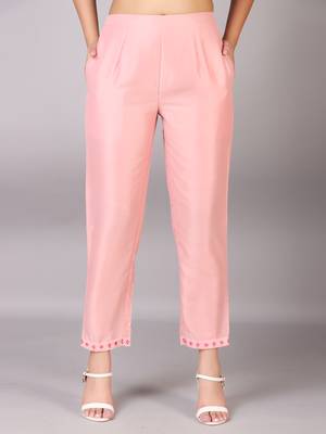 V TRADITION Women Pink Mirror Work Kurta With Trousers  With Dupatta 6