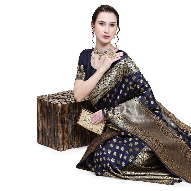 Rjave Silk Blend Ensemble Sarees With Blouse
