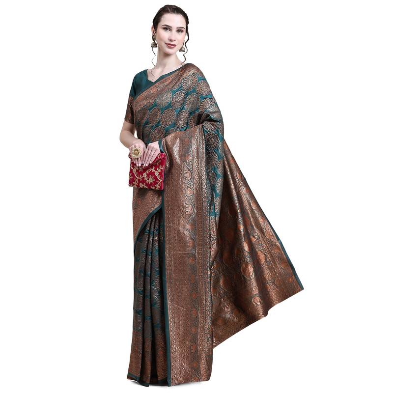 Rjave Silk Blend Ensemble Sarees With Blouse