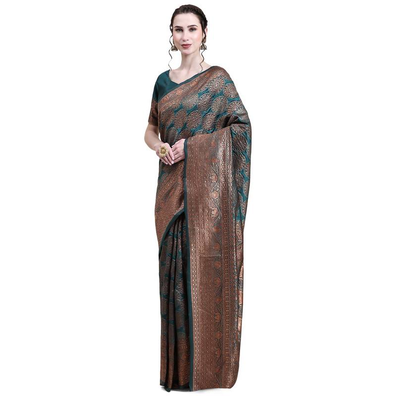 Rjave Silk Blend Ensemble Sarees With Blouse
