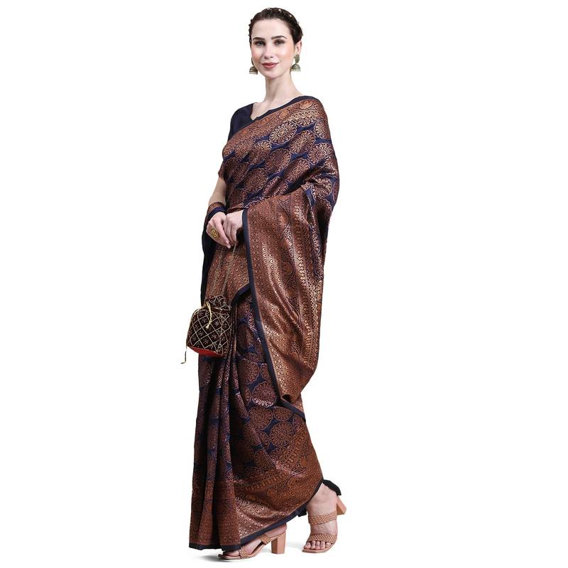 Rjave Silk Blend Ensemble Sarees With Blouse