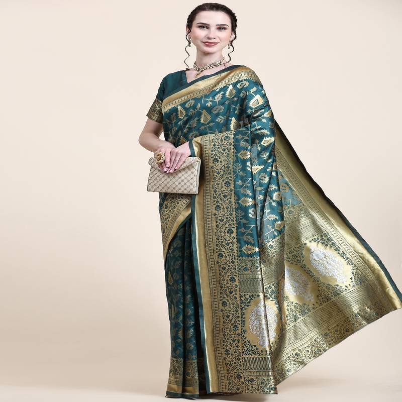 Rjave Silk Blend Ensemble Sarees With Blouse