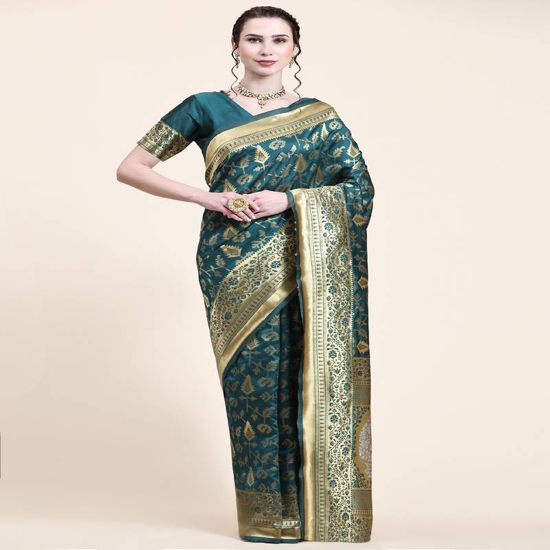 Rjave Silk Blend Ensemble Sarees With Blouse