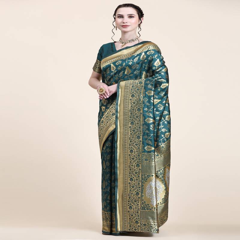 Rjave Silk Blend Ensemble Sarees With Blouse