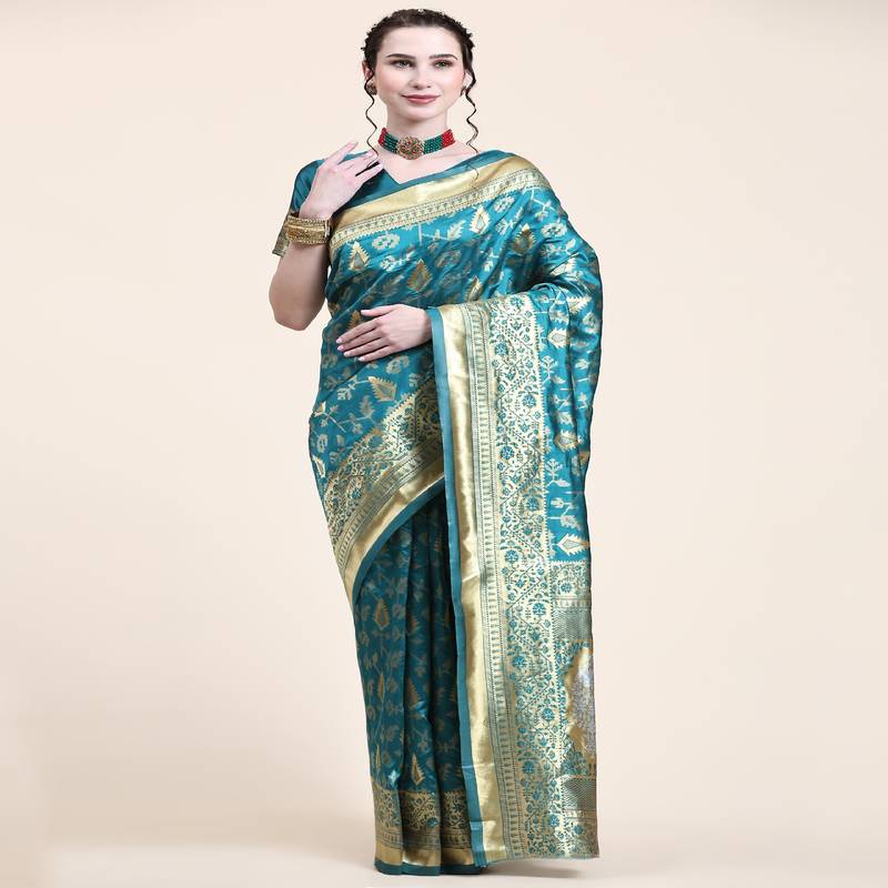 Rjave Silk Blend Ensemble Sarees With Blouse