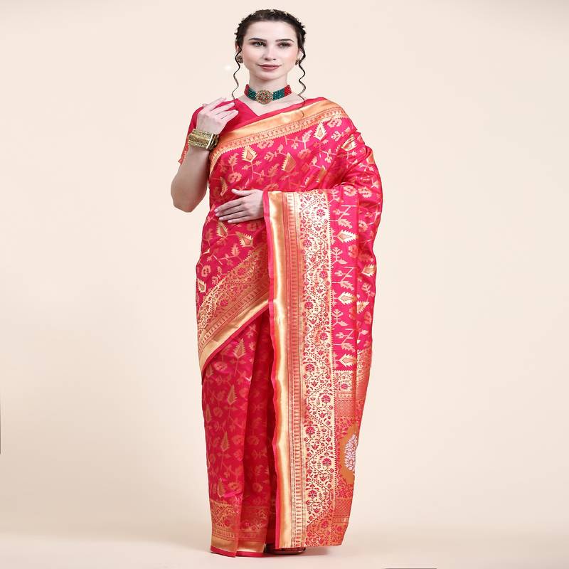 Rjave Silk Blend Ensemble Sarees With Blouse