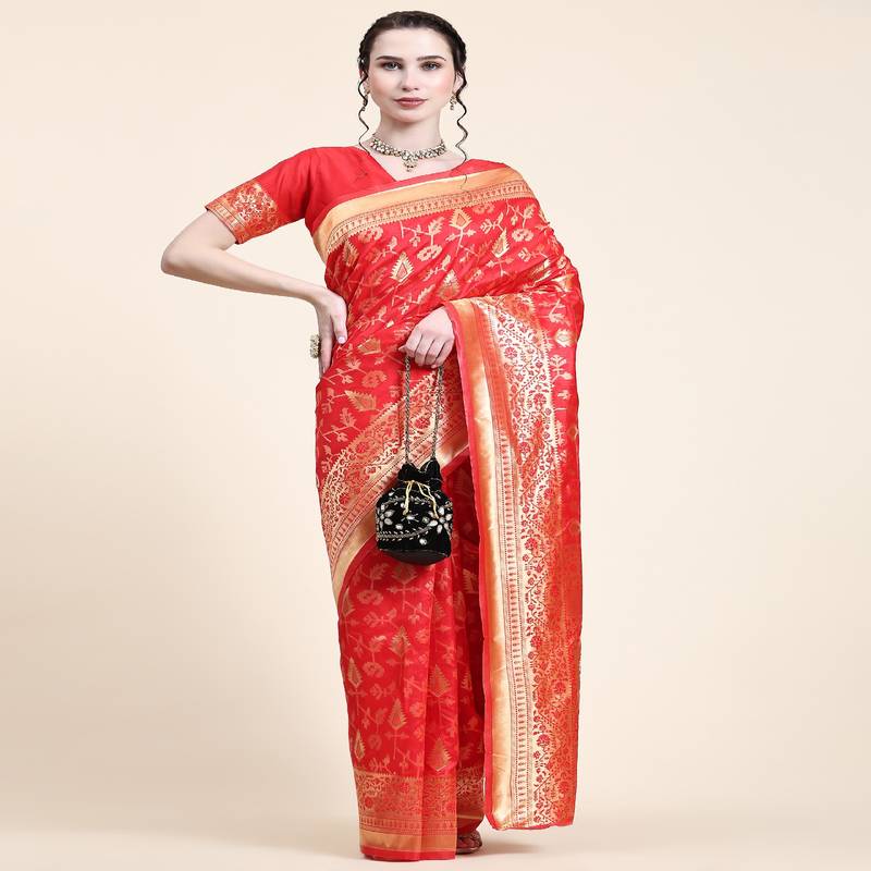 Rjave Silk Blend Ensemble Sarees With Blouse