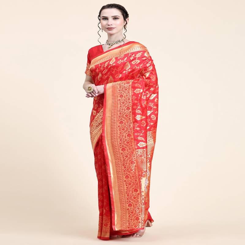 Rjave Silk Blend Ensemble Sarees With Blouse