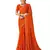 Orange printed chiffon bandhani saree with blouse