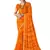 Saffron printed chiffon bandhani saree with blouse