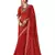 Red printed chiffon bandhani saree with blouse